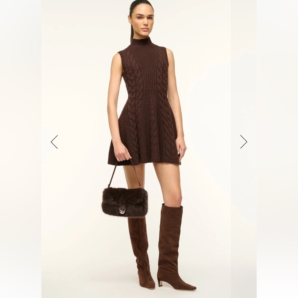 STAUD CHARADE DRESS DARK CHOCOLATE - Picture 2 of 8